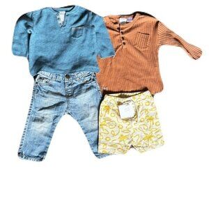 Zara Baby Boy Bundle 6-9 Months Denim Knit Sweater Long Sleeve NWT Shorts